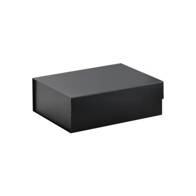 China Reusable In Low MOQ Rigid Flat Magnetic Folding Gift Box Stock Black Color For Packing for sale