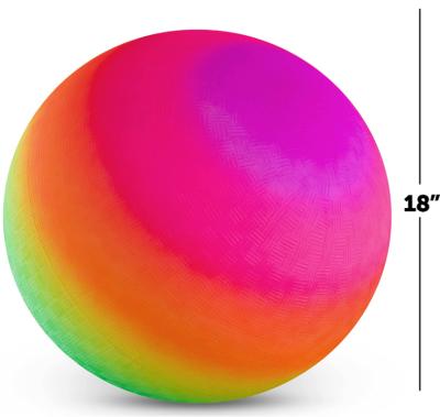 China Toys 18 Inch Rainbow Rubber Playground Balls For Kids Backyard Inflatable Play Balls for sale