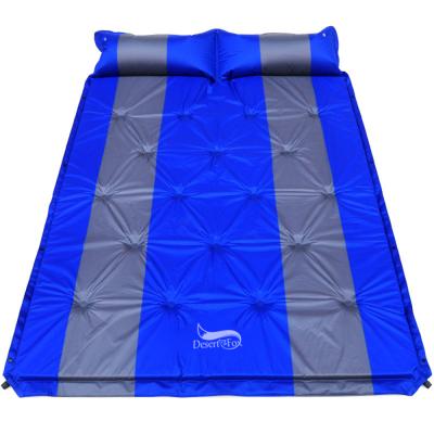 China PVC Desert Fox 2 Person Air Mattress Tent Mat Attached Air Pillow Inflatable Self Inflating Camping Mattress Sleep Pad for sale