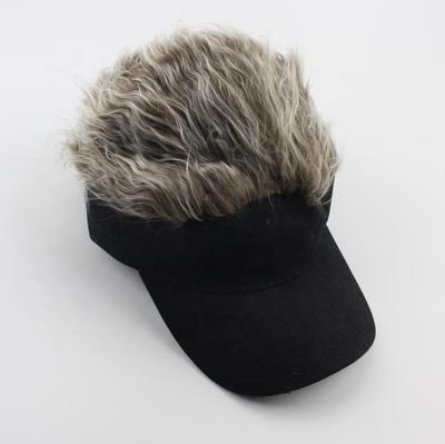 China Custom Character Mens Wig Hats Baseball Cap Dress Visor Cap Golf Hat With Hair for sale