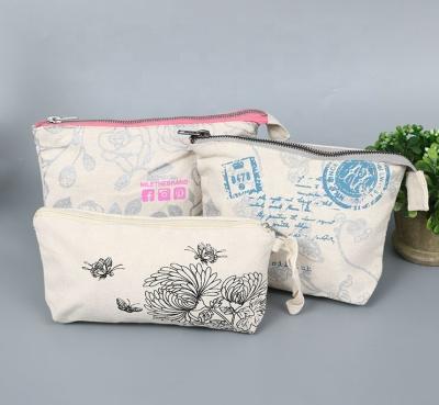 China Custom Recycled Cotton Canvas Travel Logo Printed Eco Friendly Organic Makeup Cosmetic Bag for sale