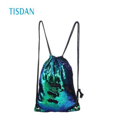 China Reclycled Fashion Custom Blank Sublimation Sequin Drawstring Magic Backpack for sale