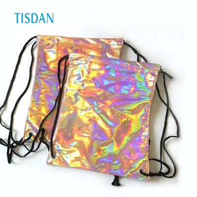 China Reclycled Personalized Fashion Glitter Sequin Reflective Drawstring Bag for sale