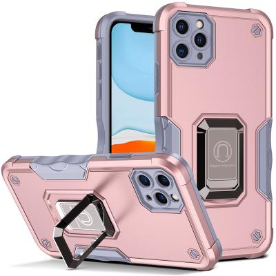 China Magnetic Ring Suction Mobile Phone Case New Shockproof Shockproof PC+TPU Metal Cover Mobile Phone Armor For iphone 11 pro max for sale