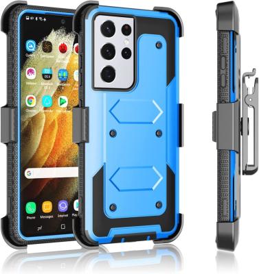 China Shockproof Shockproof Armorbox Cell Phone Protective Case For Samsung Galaxy S21 Ultra Mobile Phone Cover With Holster Belt Clip for sale