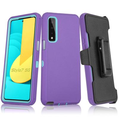 China Dirt-resistant Holster Cell Phone Defender Combo Case with Kickstand Holster 3 in 1 Cover Device for LG Stylo7 (5G) for sale