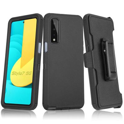 China Defender Armor Rugged Heavy Duty Shockproof Dirt-resistant Case with Kickstand Case 3 in 1 Phone Cover for LG Stylo7 5G for sale