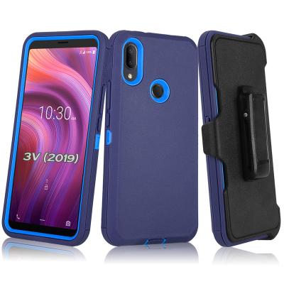 China Defender Armor Rugged Heavy Duty Shockproof Dirt-resistant Case with Kickstand Holster 3 in 1 Belt Clip Phone Cover for Alcatel 3V 2019 for sale