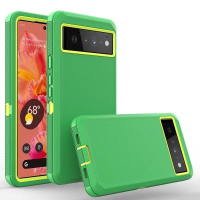 China Shockproof Phone Case For Google Pixel 6 Pro With Belt Clip 3 In 1 Shockproof Protective Rugged Hybrid Holster Cover for sale