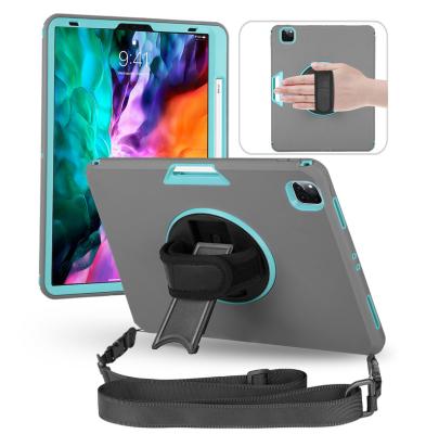 China Built-in Smart Anti-fall Stand Tablet Case For Apple iPad Pro 12.9 2021/2020 Case With Shoulder Strap For Kids Shockproof Cover for sale