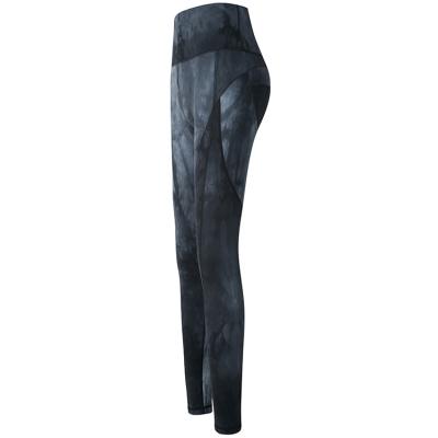 China Breathable Workout Black Tie Nylon Dye Marble High Waisted Yoga Pants No Front Seam Butt Scrunch Leggings For Women Pattern Fake Pouch for sale