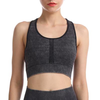 China New Breathable Woman Seamless Knitted Jacquard Type Sports Quick Dry Yoga Bra High Elastic Wicking Tight Sweat Cavity Back for sale