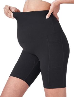 China Plus Size Breathable Fitness Shorts Pants Yoga Shorts With Pockets For Pregnant Waist Maternity High Support Women Wear Shorts for sale