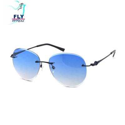 China DOISYER 2020 Wholesale Stylish Metal Frame UV400 Diamond Cut Rimless Polarized Men Sunglasses for sale