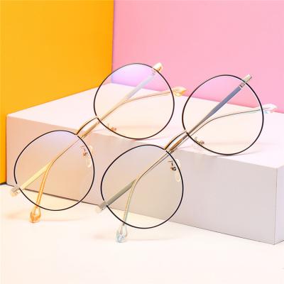 China Blue Light Blocking 2021 Vintage New Metal Steel Metal Frame Furniture Round Shape Blue Block Glasses For Women for sale