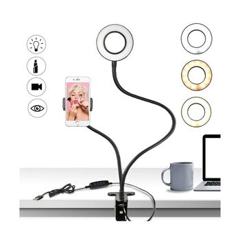 China Hot Sale Aluminum Makeup Lamp Led Ring Light Mini Led Selfie Ring Light Phone With Extendable Stand for sale