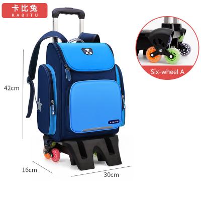 China Waterproof Children School Bag With Wheels Child Trolley Bag Hot Selling School Bags With Stationery Cartoon Trolley for sale