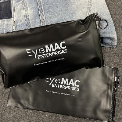 China Recyclable High Quality Custom Logo Black PVC Zipper Bag Tote Bag Slider Zip Lock Bag for sale