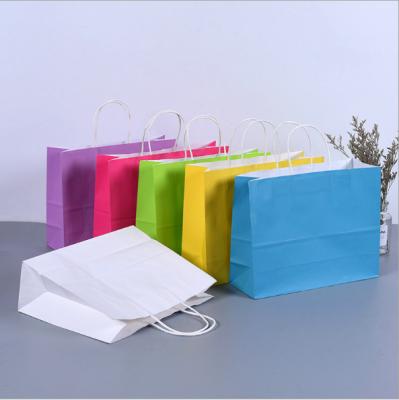 China Handmade Recyclable Kraft Paper Bag With Your Own Logo , Custom Shopping Paper Bag For Food With Handle for sale