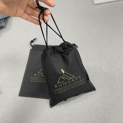 China Luxury Nonwoven CLOTHING Drawstring Tote Bag Pouch Custom Printed Non Plastic Carry Shopping Bag For Shoes for sale