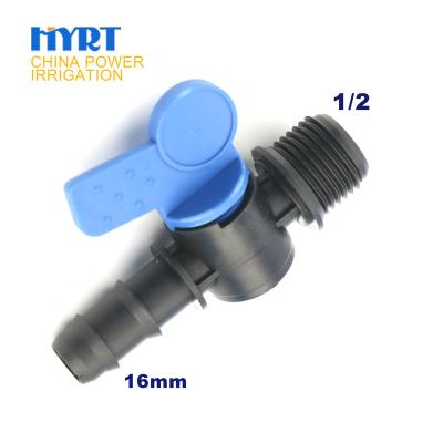 China Agriculture Irrigaiton Watering & Irrigation Plastic Drip Irrigation Mini Barbed Agriculture Control Irrigation Valve Barbed 16mm for sale