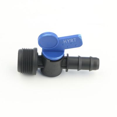 China High quality 16mm x 1/2inch drip irrigation fitting  Barbed male mini thread Valve  for drip tape for sale