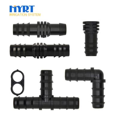 China Agriculture Irrigaiton Micro Drip Irrigation System Plastic Barbed Tee Irrigation Black Poly Pipe Fittings Connector for sale