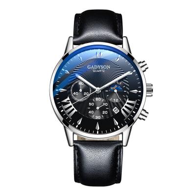 China Chinese Men's Products Automatic Date Time Analog-Digital Adjustment Glass Men's Belt Watch Sapphire Display Watch for sale