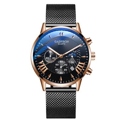 China Chinese Men's Automatic Date Time Analog-Digital Fit Men's Metal Mesh Strap Watch Sapphire Glass Display Watch for sale