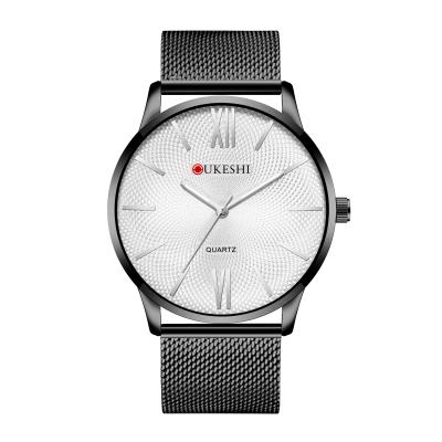 China Roman Numerals Alloy Dial Quartz Date UKESHI Mesh Strap Automatic Luxury Men's Business Casual Dress Watch for sale