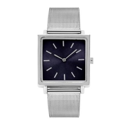 China Automatic Date In Stock Amazon Watch Scale Display Square Dial Mesh Strap Hot Selling Simple Quartz Watch for sale