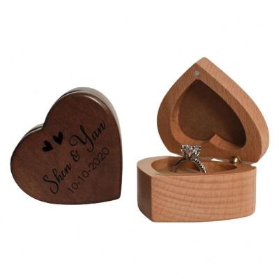 China Small Wooden Storage Ring Packaging Jewelry Boxes Custom Made Eco-Friendly Unique Engagement Heart Gift Wedding for sale