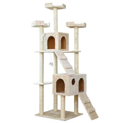 China Sustainable Quality Pets Sisal Cat Tree Tower Condo Modern Cat Treehouse With Toy for sale