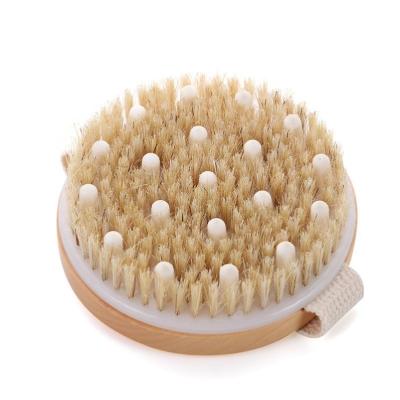 China EXFOLIATE Premium Natural Custom Exfoliating Bath Massage Brush For Wet Or Dry Body Skin Brushing for sale