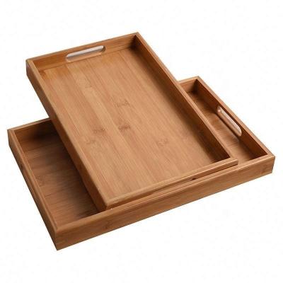 China Eco - Friendly Home Decoration Handle Personalized Custom Cheap Wooden Cafe Food Serving Tray for sale