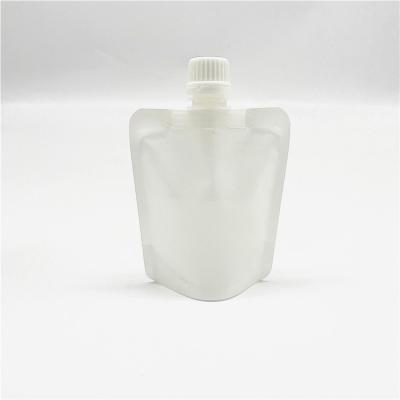 China Strong Sealing 250g White And Transparent Liquid Spout Drink Pouches Plastic Bag Holder Up Food Bag for sale