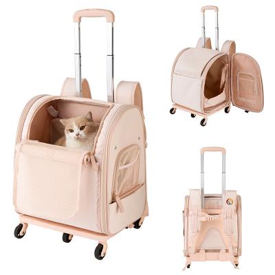 China Viable Wholesale Pet Carrier Airline Approved Dog Travel Bag Pet Carrier On Wheels Cat Bag Trolley Pet Carrier Luxury for sale