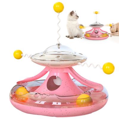 China 2022 Viable New Style Pet Toy Factory Wholesale Price Cat Tickling Stick Amazon Cat Toy Carousel Ball Leak for sale