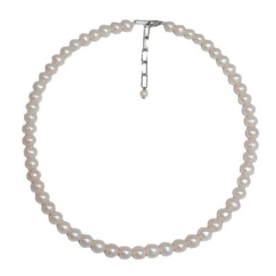 China CLASSIC Round Freshwater Pearl Necklace Necklaces For Women Hollow Out Link Chain Pendant Necklace for sale