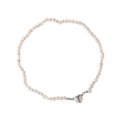 China TRENDY silver color magnet heart choker for women irregular freshwater pearl beaded necklaces for sale