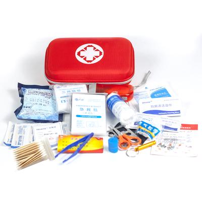 China Outdoor Home Using First Aid Kit 600D Oxford Cloth Small Size 19 Pieces First Aid Kit Bag With Supplies And Pattern Red for sale