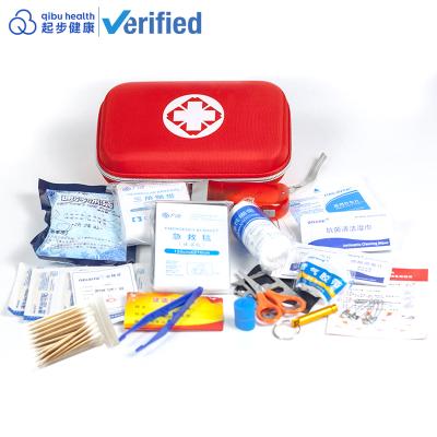 China Red Home Outdoor Kit Bag First Aid Kit Household Emergency Medical First Aid Storage Bags Custom Logo Student Training Household Travel First Aid Kit for sale