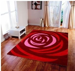 China Romantic Rose Design Handtufted Handmade Acrylic Carpet  Red and Pink color area rug flower floring rug for sale