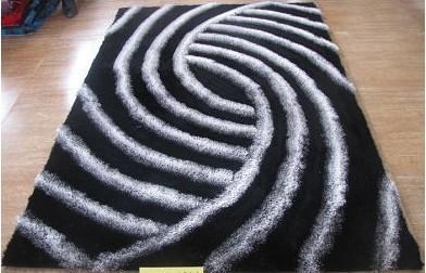 China 3D Black and White Polyester Shaggy Carpet And Rug for sale