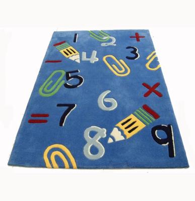 China Handtufted Good Acrylic Non-poison Kid Carpet Kid Rug boy like rug great for boy room numbers design for sale