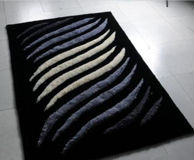 China White/Black/Grey Wave 3D Polyester Shaggy Rug Modern Area Carpet(3226) for sale