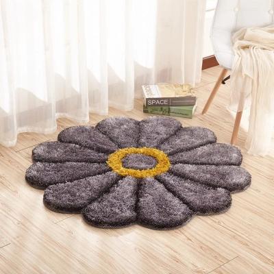 China Fan shape flower shape plush shaggy carpet home rug soft decoration colors available for sale