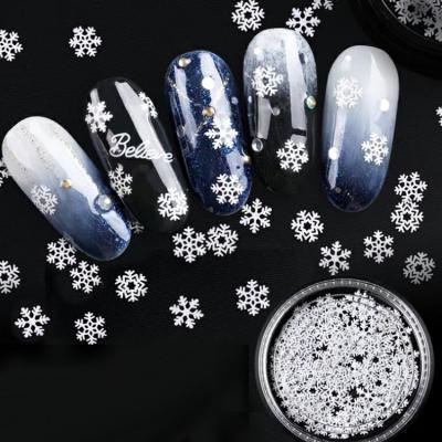 China New Design Nail Art Snowflake Flower White Slice Plastic Glitter Decoration Nail Art for sale