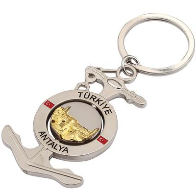 China Eco-friendly Keychain Custom Color Plating Double Engraved Antalya Turkey Wholesale Anchor Key Chain Keychain for sale