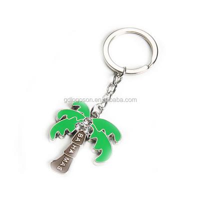 China Nickel Free Palm Tree Factory Enamel Metal Key Chain Souvenirs Bahamian Palm Key Chain Souvenirs Gifts Back Name Drops for sale